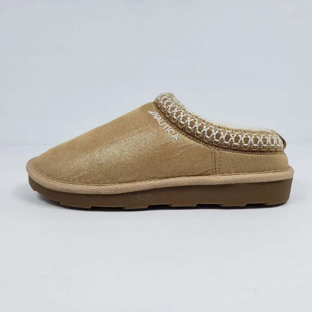 Nautica Darja Girls Size 1Y Gold Tan Slip On Casual Mule Slipper Shoes